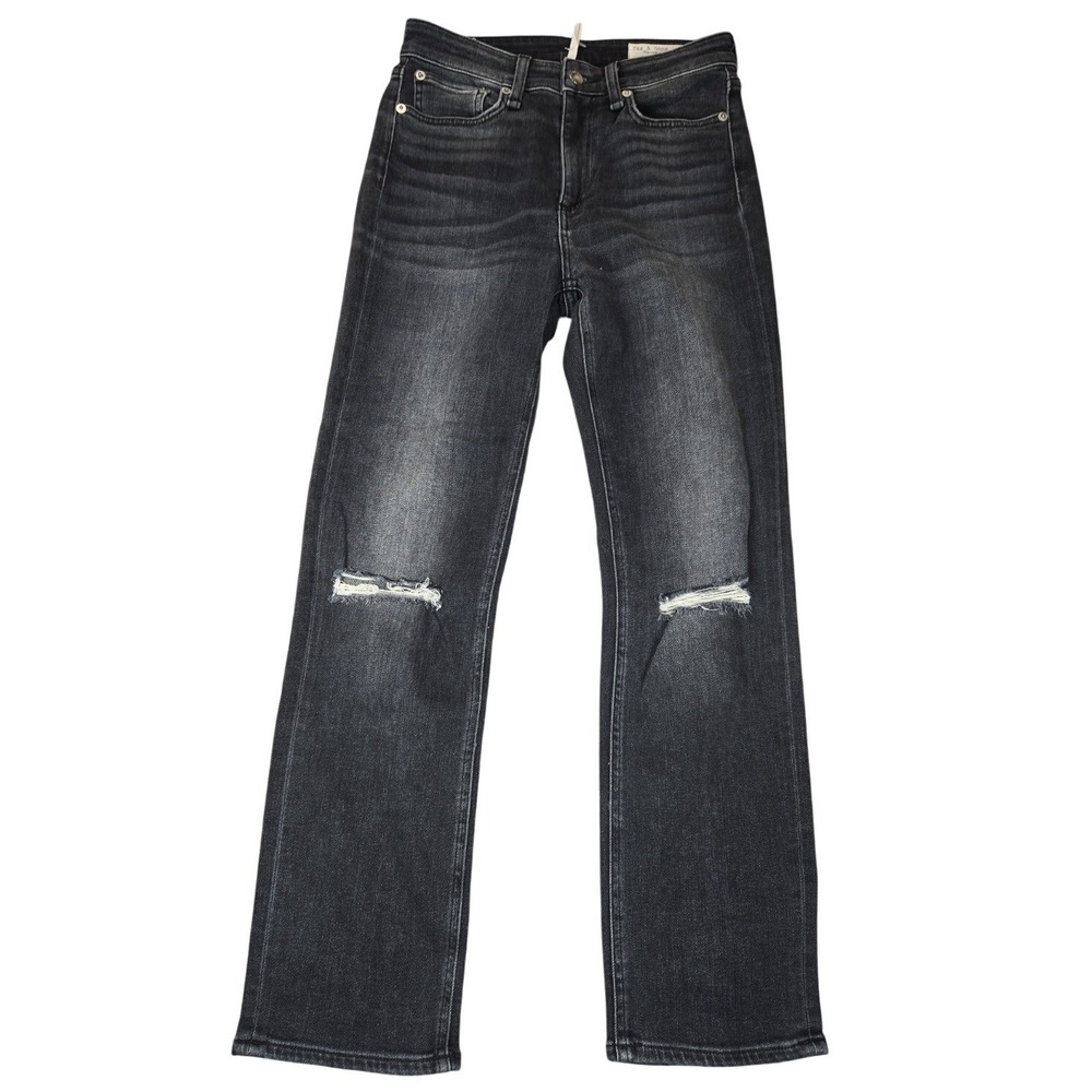 rag & bone Nina High-Rise Ankle Cigarette Jeans –‎ black distressed Size 25